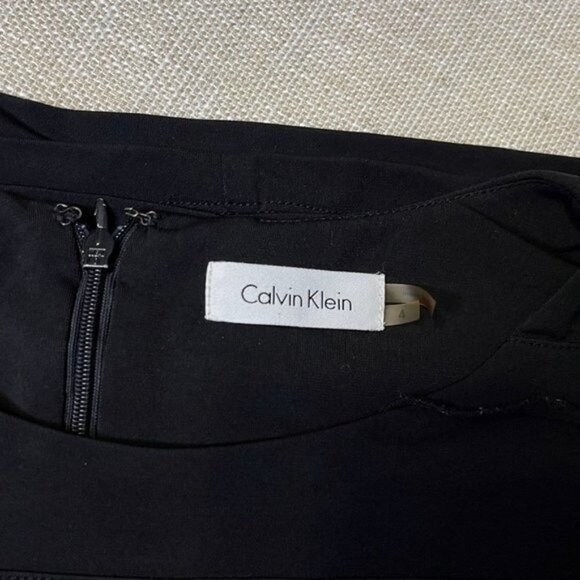 Calvin Klein Black Ruffle Sheath Dress 4 Small - Picture 8 of 10